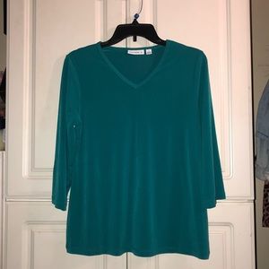 Nwot Susan Graver V-neck Turquoise Shirt